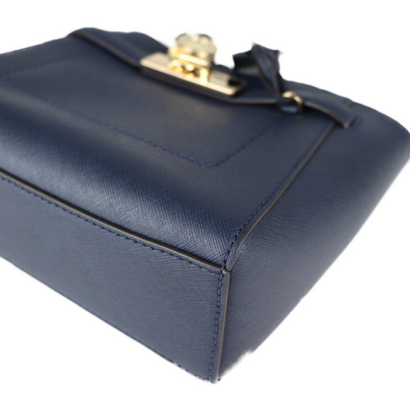 Michael Kors Hamilton Traveler Medium Shoulder Bag 35F7GHXM2L PVC Navy Cadena - Picture 5 of 9